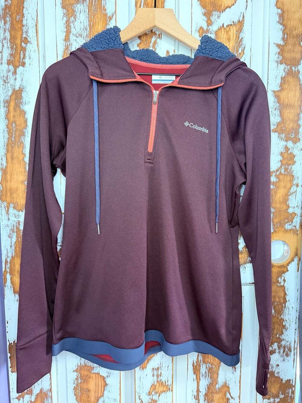 Columbia Women’s Fleece Pullover Hoodie Size L/G Burgundy Half Zip Gorpcore
